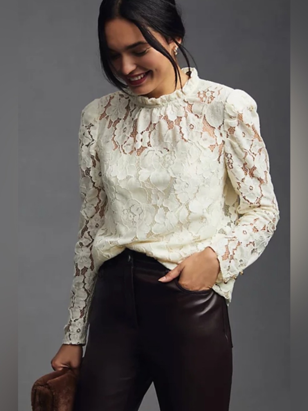 mare mare x Anthropolgie Blouse Set with camisole and blouse in cream.